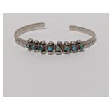 .925 Sterl Bezel Set Turquoise Stones Cuff Bracele