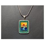 20" .925 Sterl Chain w/Scenic Landscape Inlay Pen
