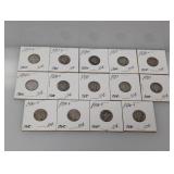 (14) Mixed Date 90% Silv Mercury Dimes
