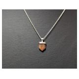 16-18" .925 Sterl Chain w/Brown-Gold Crystal Pend