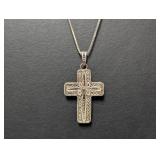 24" .925 Sterl Chain w/Filigree Cross Pendant