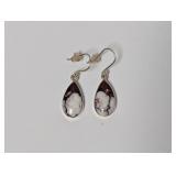 .925 Sterl Marbled Teardrop Gem Earrings