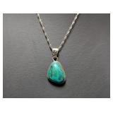 18" .925 Sterl Chain w/Teardrop Turquoise Pendant