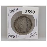 1914-S 90% Silv Barber Half $1 Dollar
