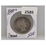 1899-S 90% Silv Barber Half $1 Dollar