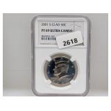 NGC 2001-S PF69 Clad Ultra Cam JFK Half $1
