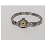 Vtg Bulova 10K Gold Filled Watch w/Diam Accents