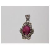 .925 Sterl Red Stone Pendant