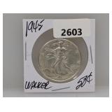 1945 90% Silv Walker Half $1 Dollar