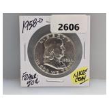 1958-D 90% Silv Franklin Half $1 Dollar