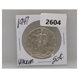 1947 90% Silv Walker Half $1 Dollar