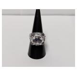 .925 Sterl CZ Stone Ring w/Purple Accents Sz 7.5