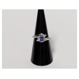 .925 Sterl Blue Marquise Center Ring Sz 7