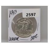 1943 90% Silv Walker Half $1 Dollar