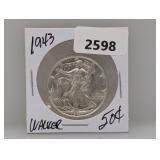 1943 90% Silv Walker Half $1 Dollar