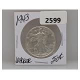 1943 90% Silv Walker Half $1 Dollar