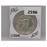 1942 90% Silv Walker Half $1 Dollar