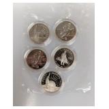 (5) Commemorative Half $1 Dollars