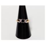 Vermeil/.925 Sterl Sapphire/Diam Ring Sz 8