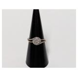 Vermeil/.925 Sterl Diamond Swirl Ring Sz 7