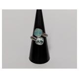 .925 Sterl Bypass Ring w/Dual Cushion Stones Sz 7