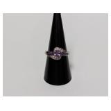 .925 Sterl Oval Purple Stone Cocktail Ring Sz 8