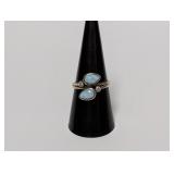 .925 Sterl Larimar Double Stone Ring Sz 8