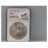 NGC 1995 MS69 1oz .999 Silv Eagle $1 Dollar