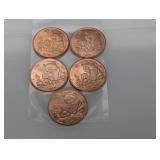 (5) 1oz .999 Copper Panda Rounds