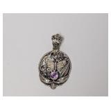 .925 Sterl Purple Stone Butterfly Pendant