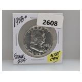 1958-D 90% Silv Franklin Half $1 Dollar