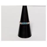 .925 Sterl Turquoise Inlay Ring Sz 8