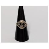 .925 Sterl Skull Ring Sz 8