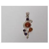 .925 Sterl Spiral Pendant w/Mixed Stones