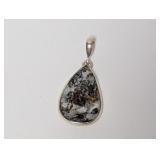.925 Sterl Speckled Teardrop Stone Pendant