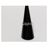 .925 Sterl Purple Stone Butterfly Ring Sz 7