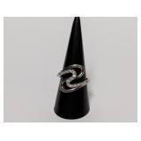 .925 Sterl Clear Stone Wavy Ring Sz 9