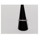 .925 Sterl Wavy Clear Stone Band Sz 9