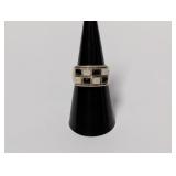 .925 Sterl Checkerboard Inlay Rectangular Ring
