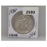 1936 90% Silv Walker Half $1 Dollar