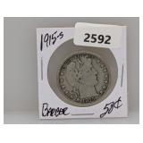 1915-S 90% Silv Barber Half $1 Dollar
