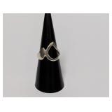 .925 Sterl Abstract Crest Sculptural Ring Sz 7