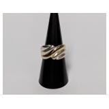 .925 Sterl Two Tone Wavy Ring Sz 8