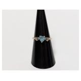 .925 Sterl Blue Heart CZ Stone Ring Sz 7