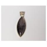 .925 Sterl Dark Marquise Shape Stone Pendant