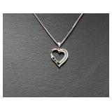 16" .925 Sterl Chain w/Diam Accent Heart Pendant