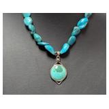 16-18" .925 Sterl Turquoise Nugget Necklace