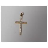 Vermeil/.925 Sterl Clear Stone Cross Pendant