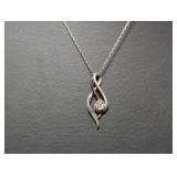 18" .925 Sterl Chain w/10K & .925 Diam Pendant