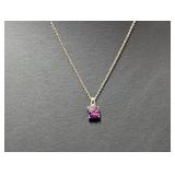 18" .925 Sterl Chain w/Purple Stone Pendant